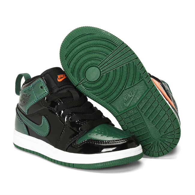 Youth Running Weapon Air Jordan 1 Black/Green Shoes 0174